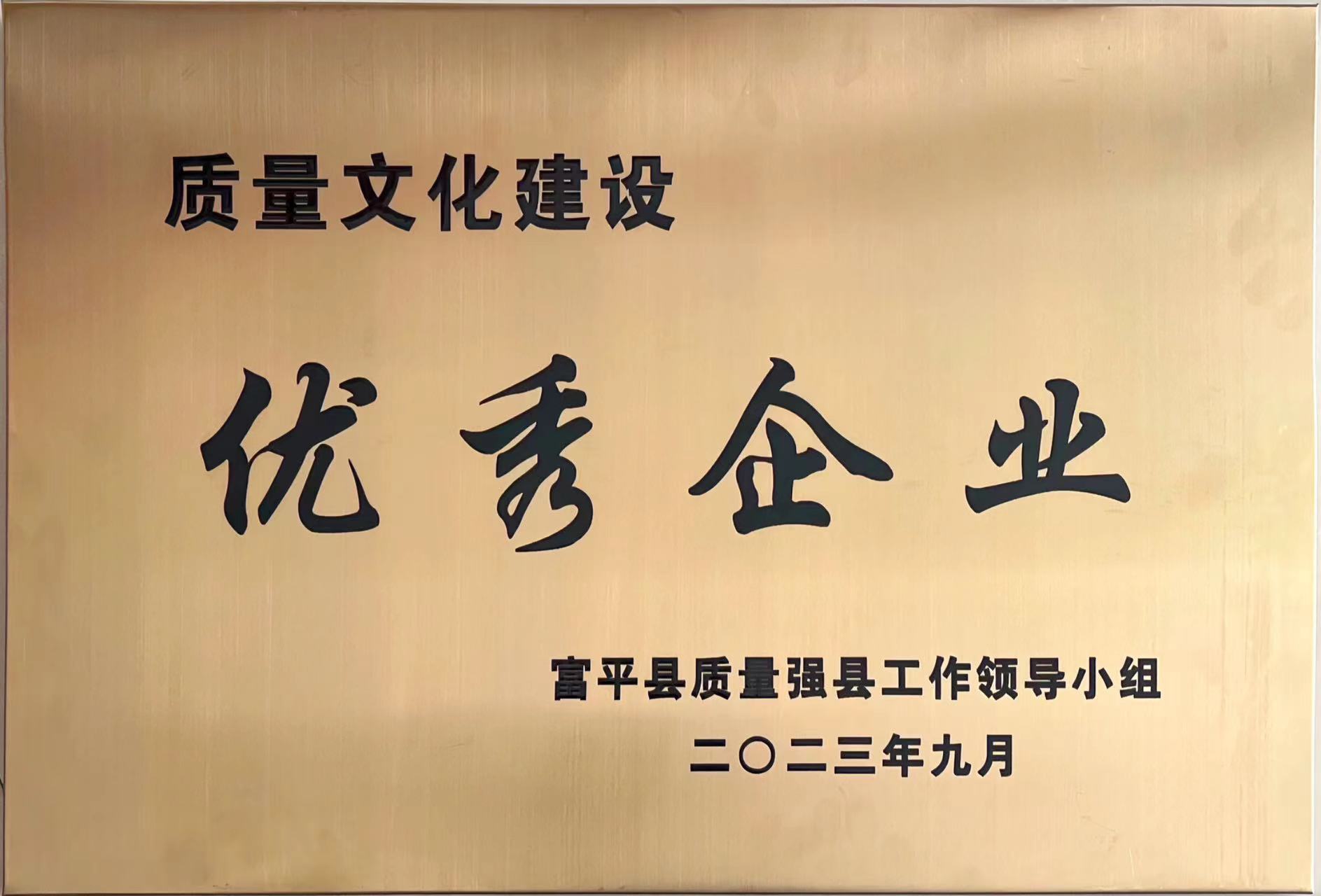 贊！富平公司喜獲富平縣“質(zhì)量文化建設優(yōu)秀企業(yè)”稱(chēng)號